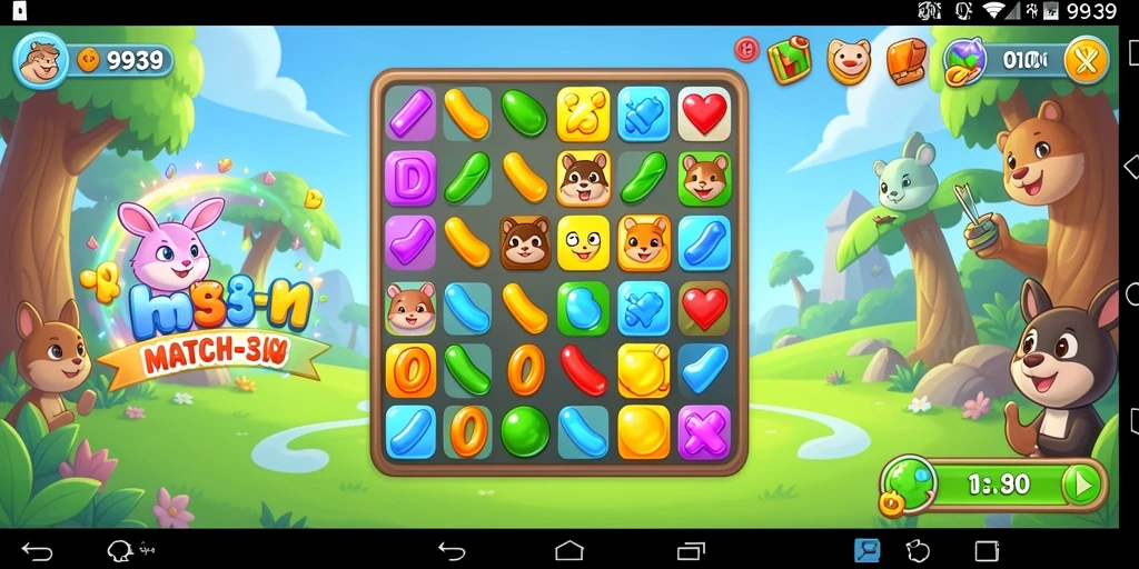 Screenshot menampilkan aksi seru dalam permainan Match-3.