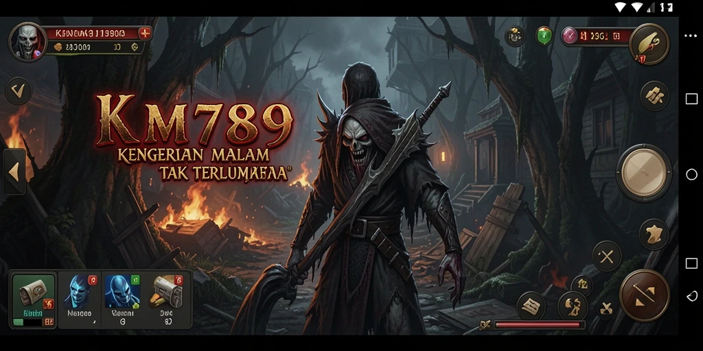 Menampilkan suasana mencekam di dalam rumah angker game KM789.