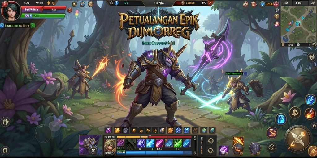 Screenshot gameplay KURNIA898 menampilkan pertarungan seru dan eksplorasi dunia fantasi.