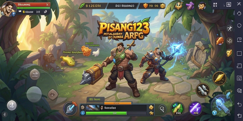 Gameplay PISANG123 menampilkan pertarungan seru di dunia fantasi.