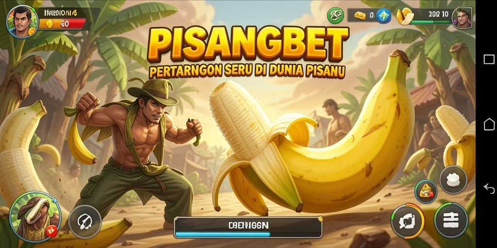 Screenshot PISANGBET menampilkan pertarungan seru antar karakter pisang.