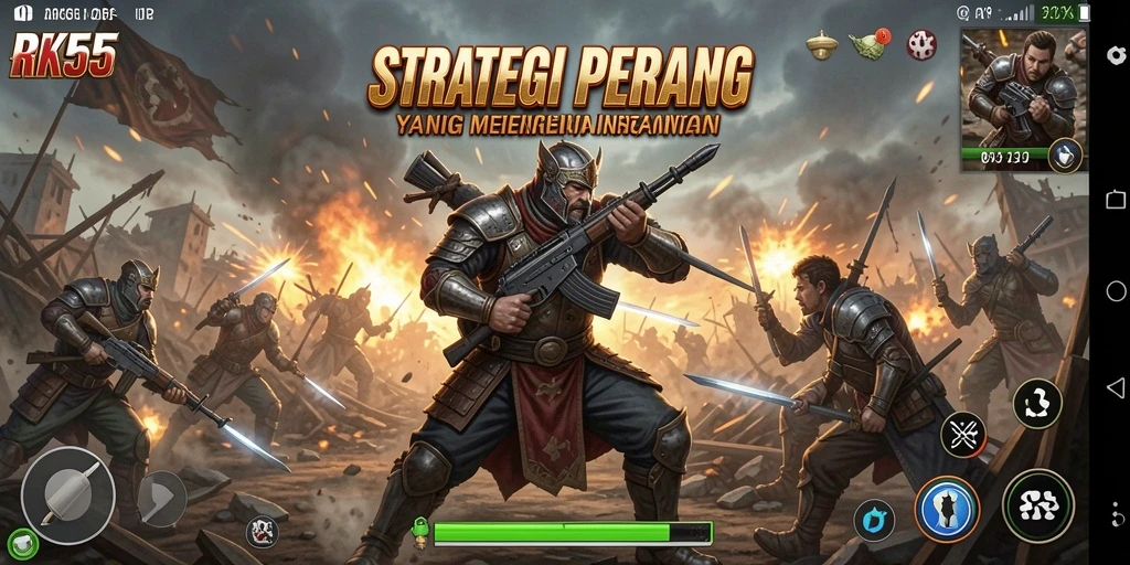 Screenshot RK55 menampilkan pertempuran strategi yang intens dan mendebarkan.