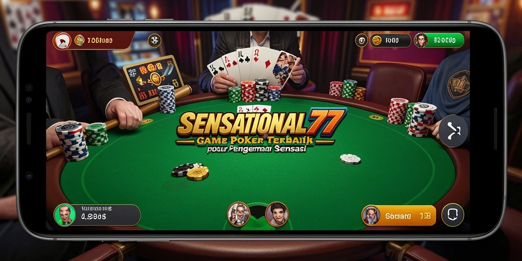 Screenshot gameplay SENSATIONAL77 yang menampilkan aksi Poker yang seru.