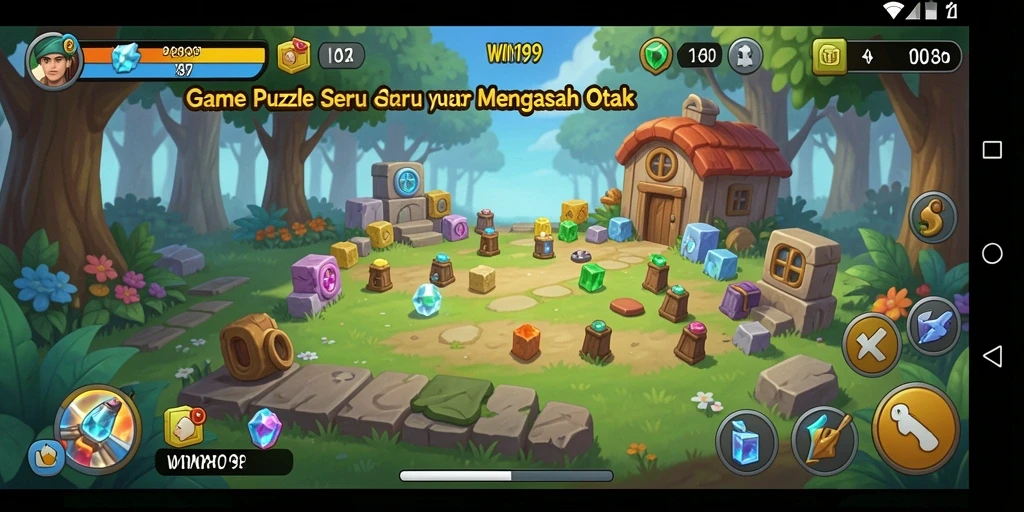 Tampilan gameplay puzzle di WIN199 yang menarik dan penuh warna.